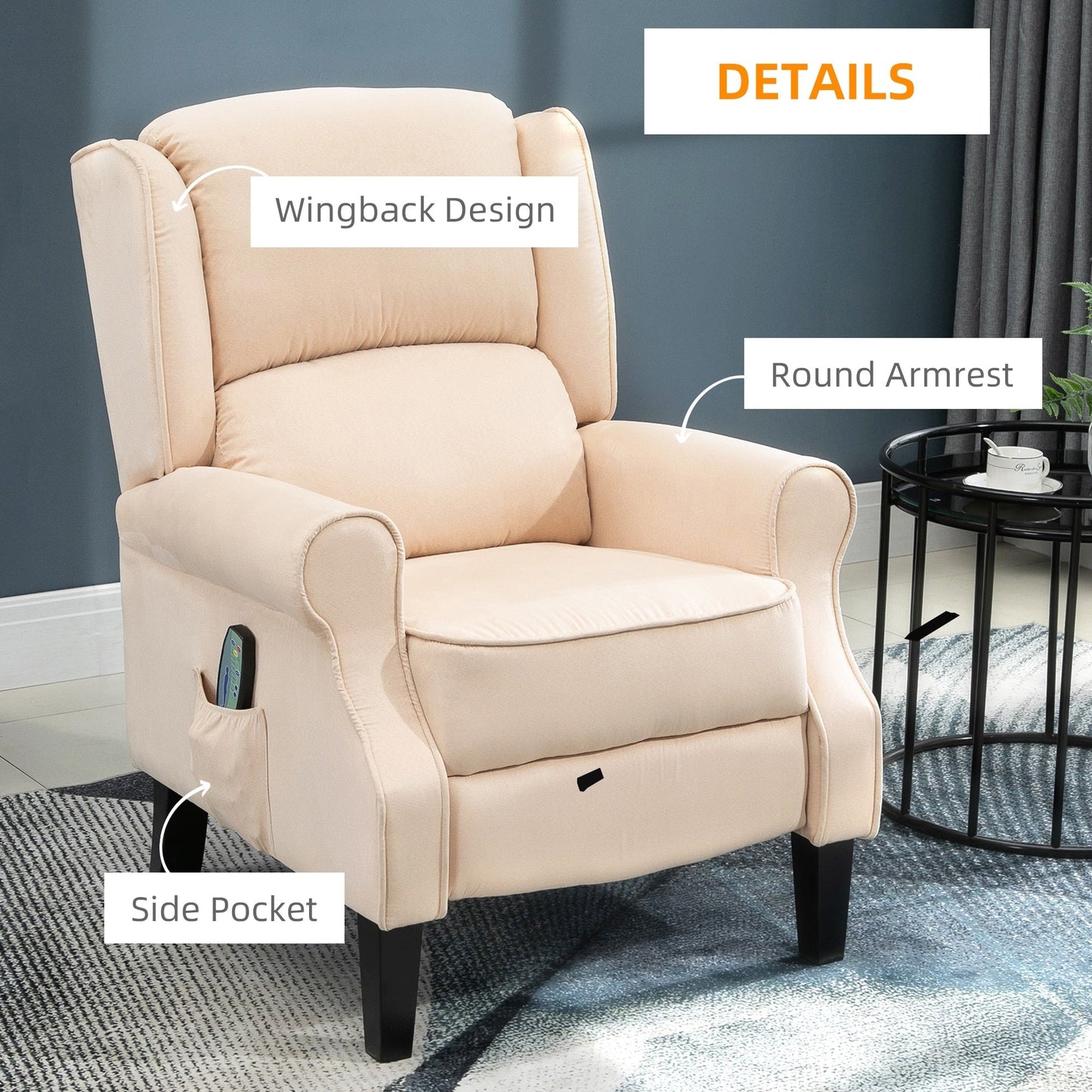 Heated Massage Recliner Chair with Lumbar Heating  Remote Controller