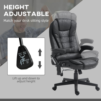 Heated Microfiber Executive Office Chair with 6-Point Massage, Reclining Backrest, Adjustable Height & Remote Control
