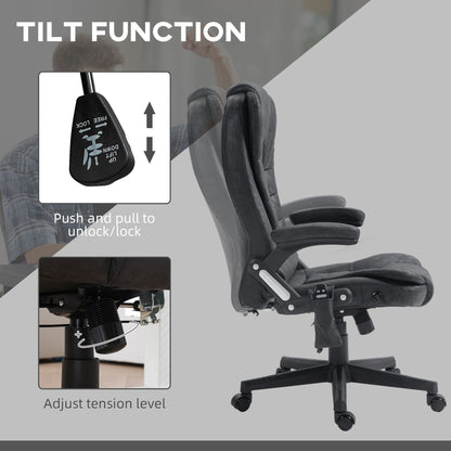 Heated Microfiber Executive Office Chair with 6-Point Massage, Reclining Backrest, Adjustable Height & Remote Control