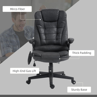 Heated Microfiber Executive Office Chair with 6-Point Massage, Reclining Backrest, Adjustable Height & Remote Control