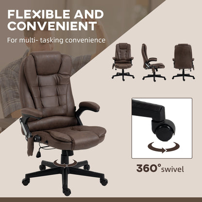 Heated Microfiber Executive Office Chair with 6-Point Massage, Reclining Backrest, Adjustable Height & Remote Control