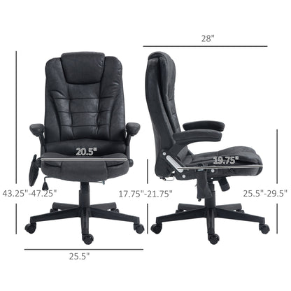 Heated Microfiber Executive Office Chair with 6-Point Massage, Reclining Backrest, Adjustable Height & Remote Control