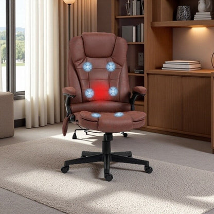 Heated Microfiber Executive Office Chair with 6-Point Massage, Reclining Backrest, Adjustable Height & Remote Control