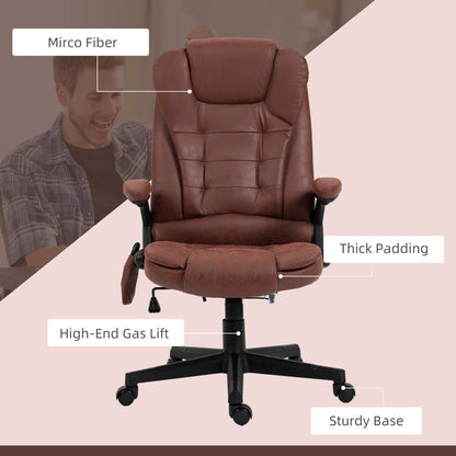 Heated Microfiber Executive Office Chair with 6-Point Massage, Reclining Backrest, Adjustable Height & Remote Control