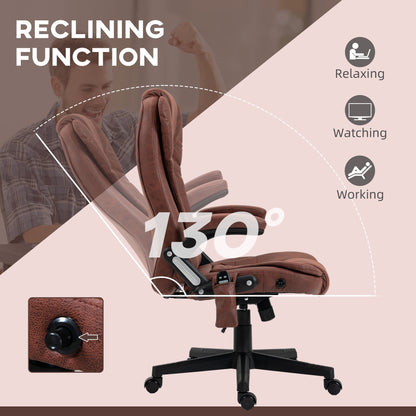 Heated Microfiber Executive Office Chair with 6-Point Massage, Reclining Backrest, Adjustable Height & Remote Control