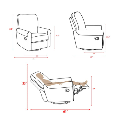 Heido 360 Degree Swivel Glider Manual Recliner Leisure Chair Set of 2