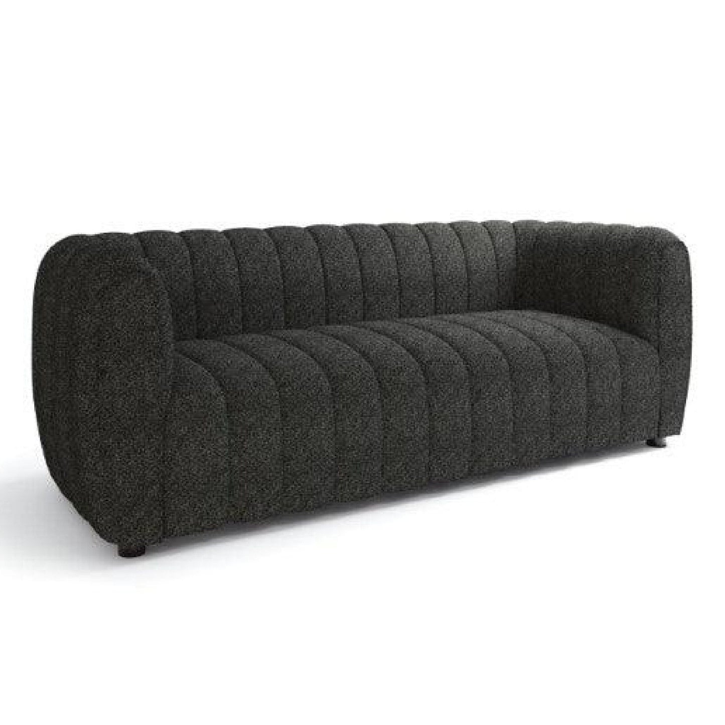 Hery Sofa, 83 Inch, Black Boucle, Vertical Channel Tufted Details