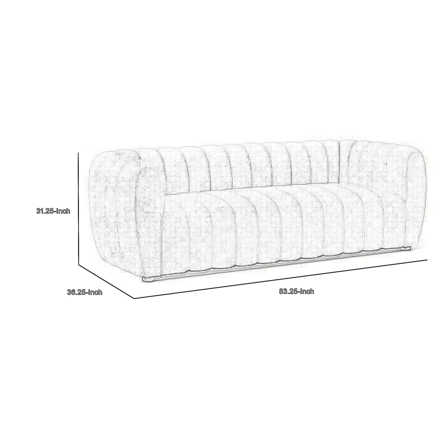 Hery Sofa, 83 Inch, White Boucle, Vertical Channel Tufted Details