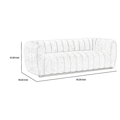 Hery Sofa, 83 Inch, White Boucle, Vertical Channel Tufted Details