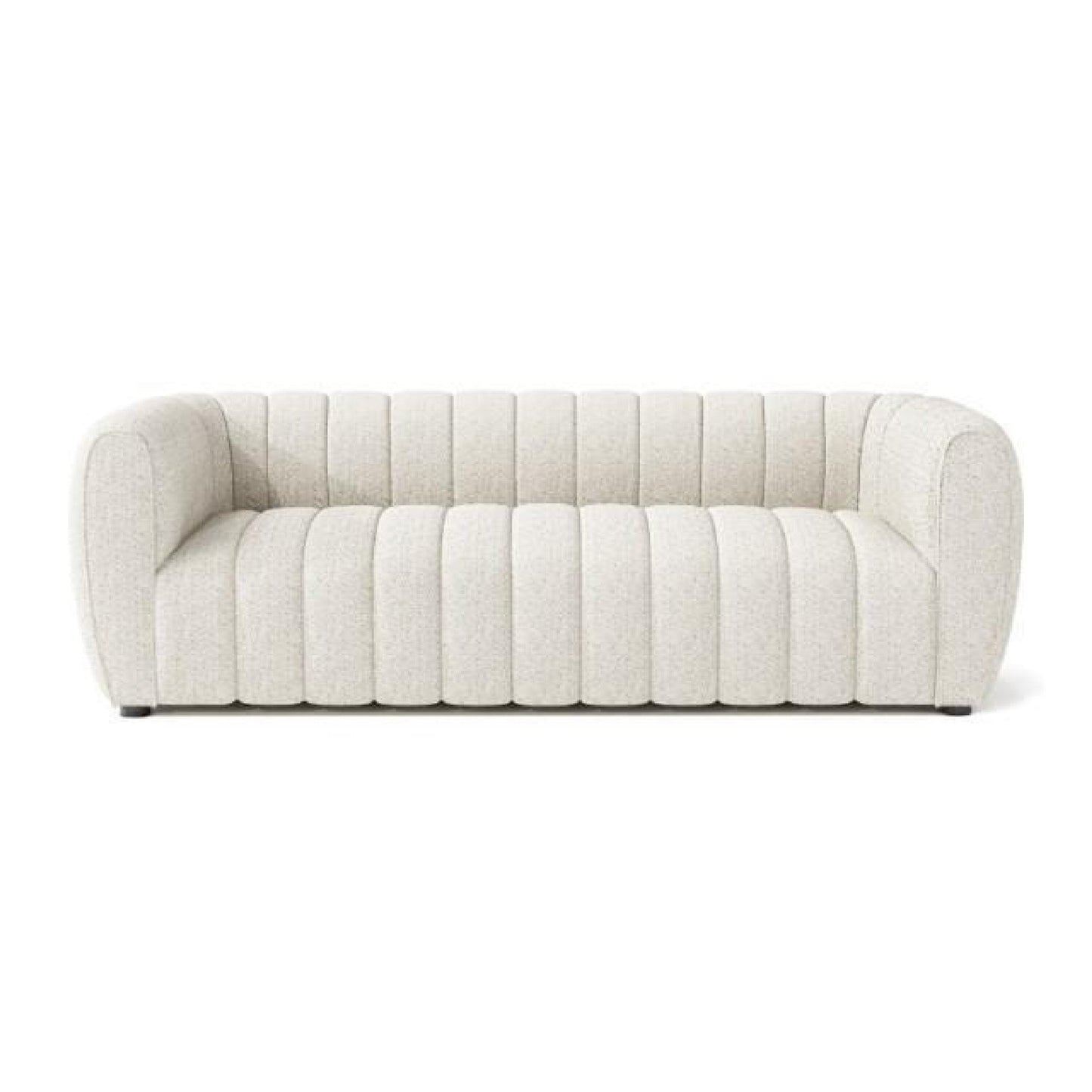 Hery Sofa, 83 Inch, White Boucle, Vertical Channel Tufted Details