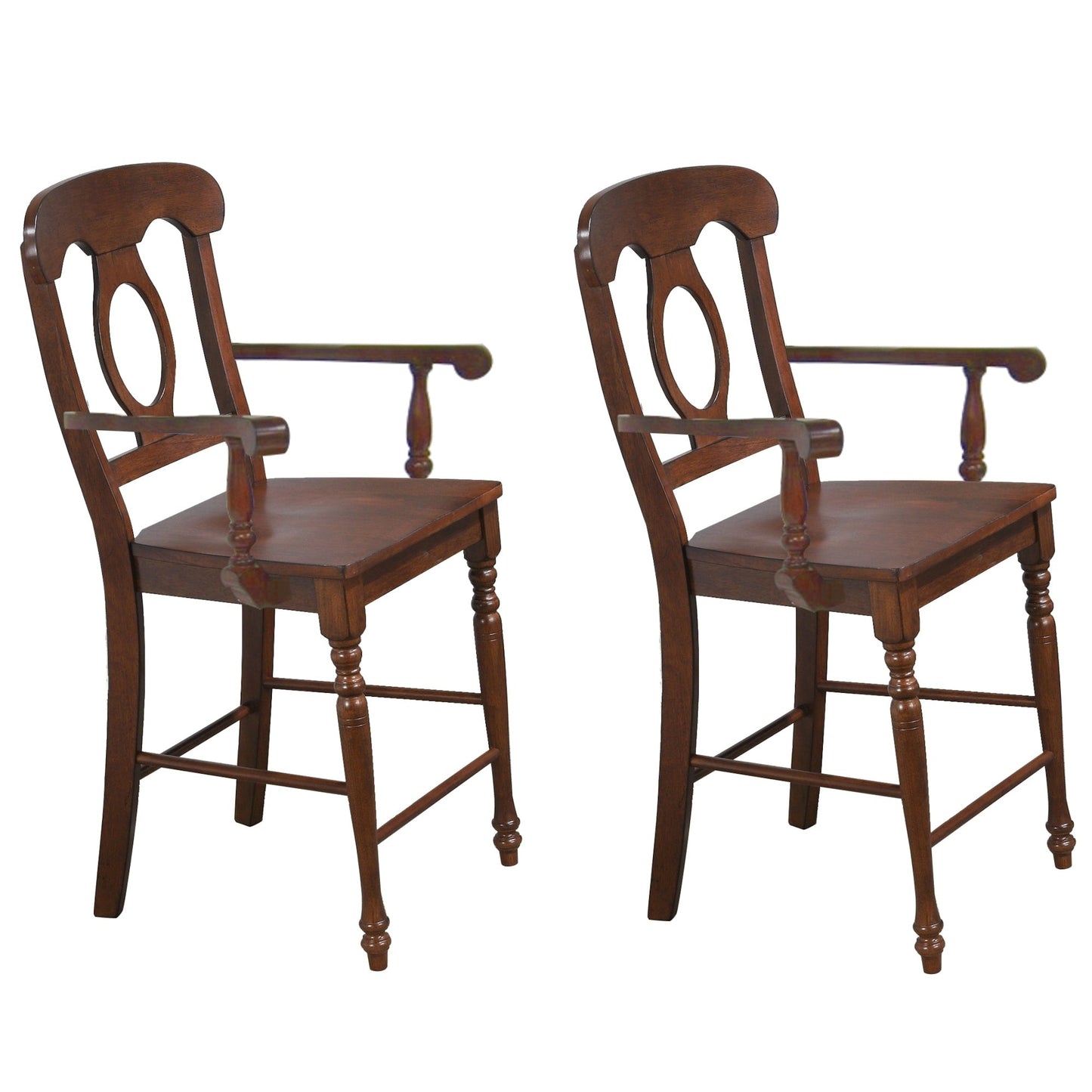 High Back Wooden Bar Stools - 42.5 - Brown - Set of 2