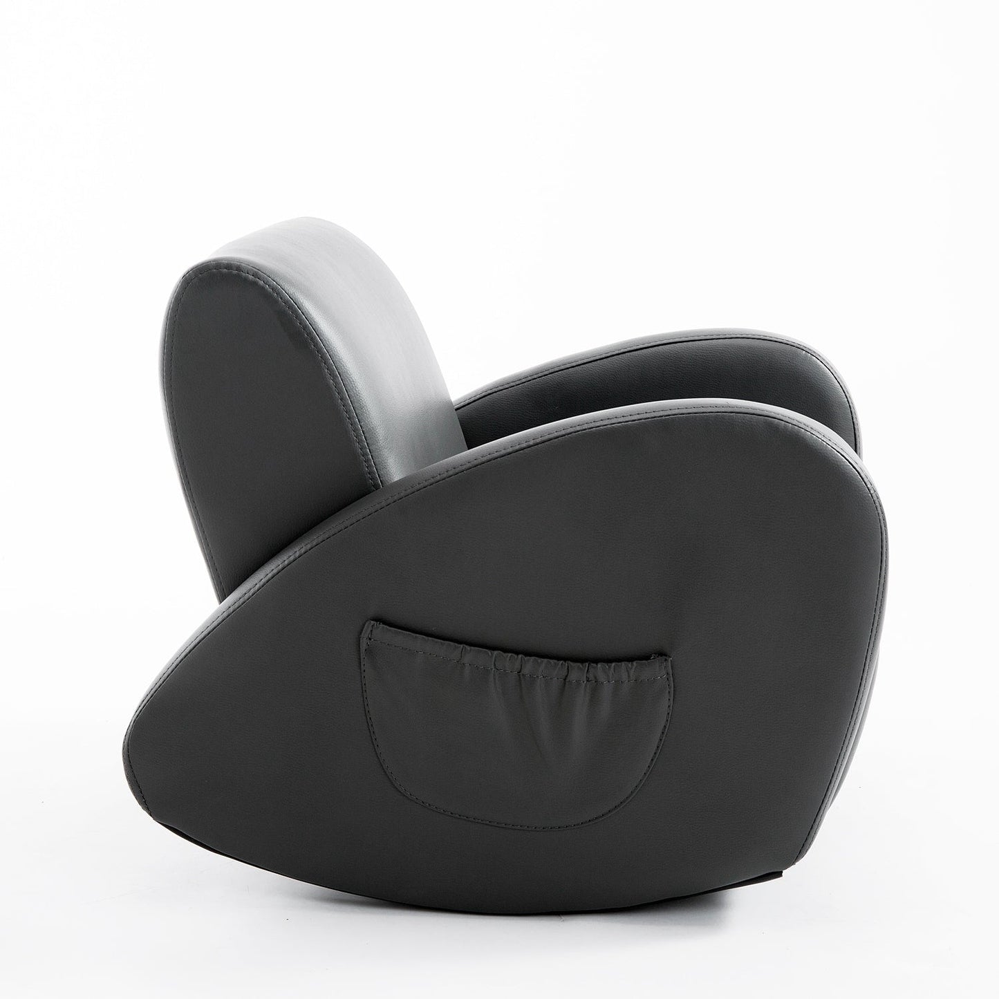 Qaba 20 Kids Sofa Rocking Base Armchair Childrens Furniture with 2 Side Pockets & a Durable PU Material, Grey