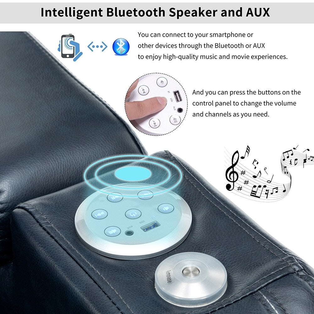 Home Theater Power Recliner, PU Leather, with BT Speaker, USB