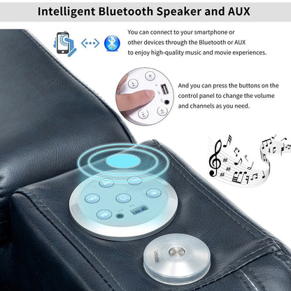 Home Theater Power Recliner, PU Leather, with BT Speaker, USB