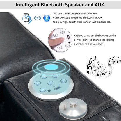 Home Theater Power Recliner, PU Leather, with BT Speaker, USB