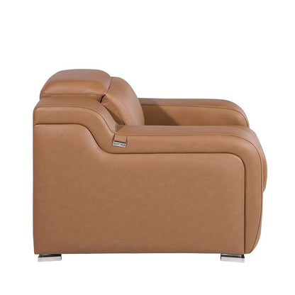 HomeRoots 41 Chestnut Italian Leather Wall Hugger Recliner With USB