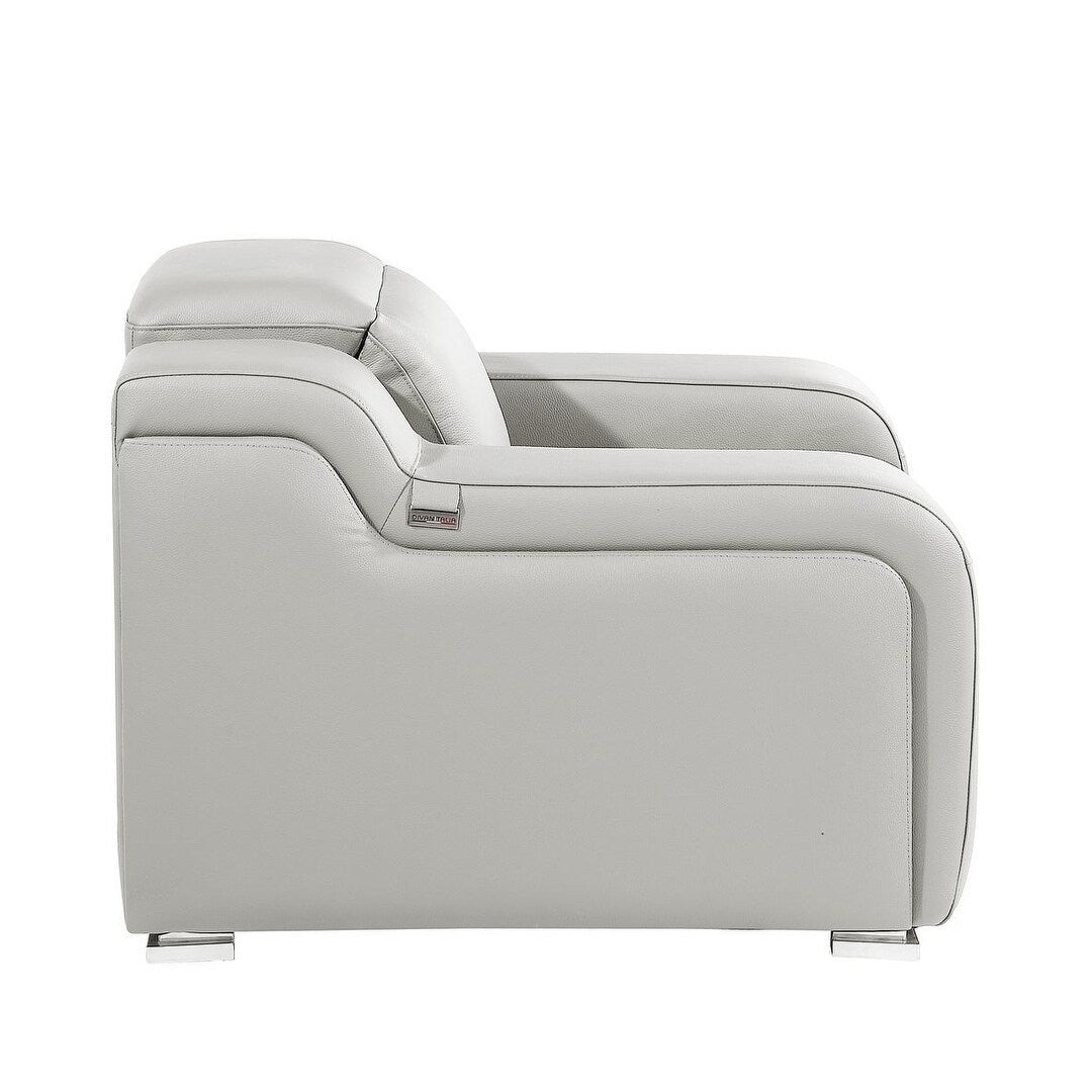 HomeRoots 41 Light Gray Italian Leather Wall Hugger Recliner With USB