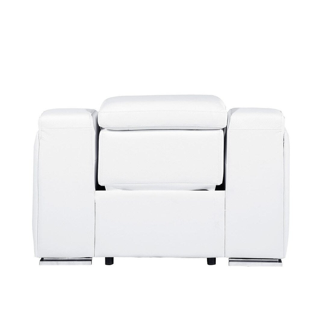 HomeRoots 41 White Italian Leather Wall Hugger Recliner With USB