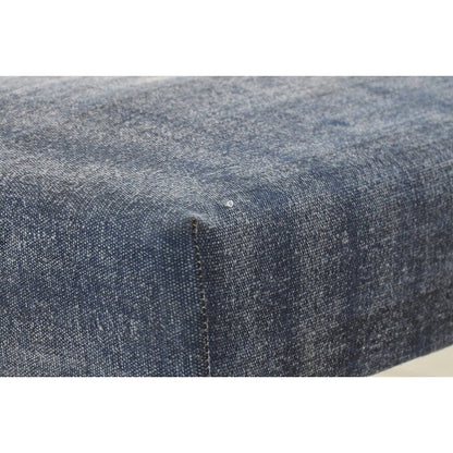 HomeRoots 47 Blue And Cream Abstract Design Blue Leg Upholstered Bench - 47 x 18 x 16