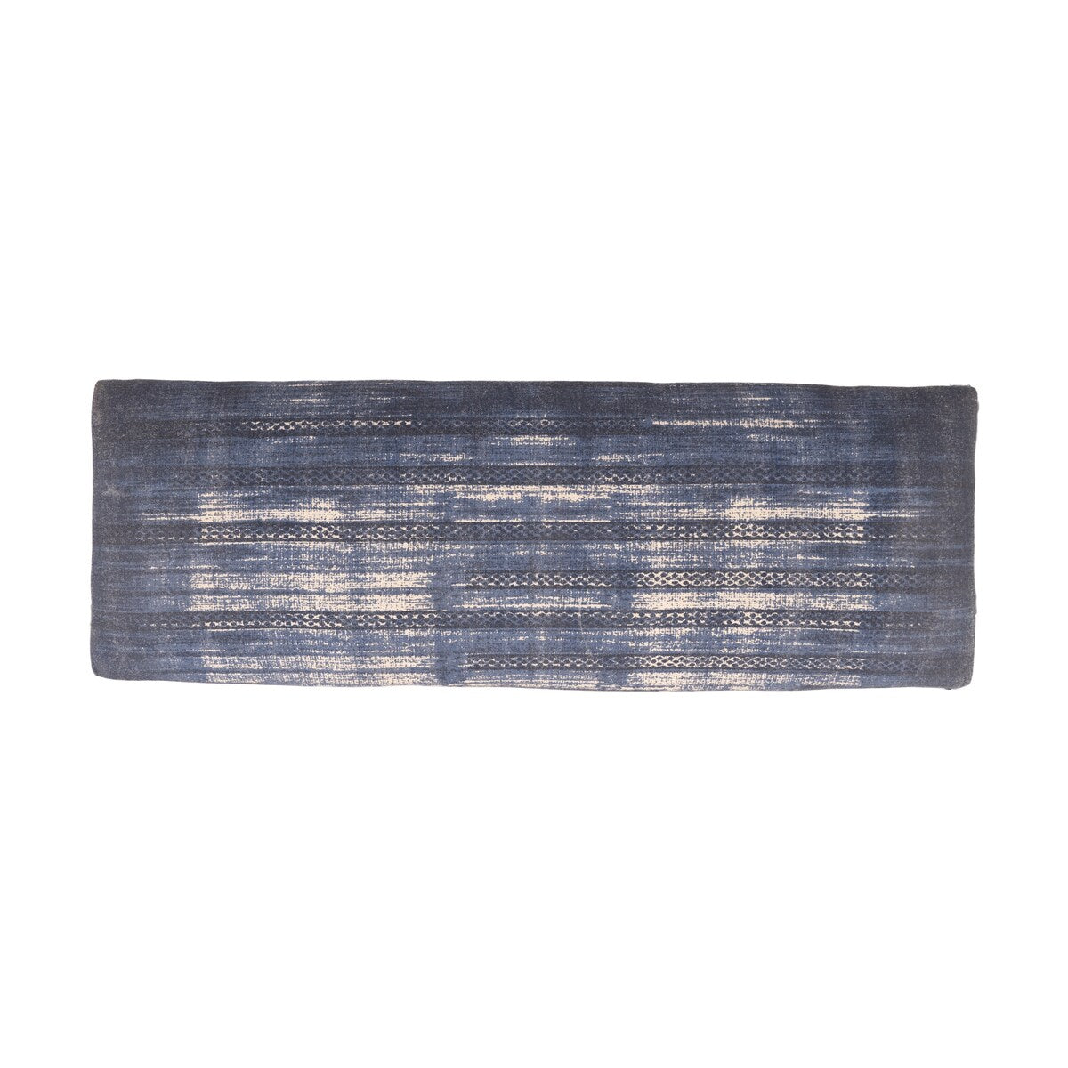 HomeRoots 47 Blue And Cream Abstract Design Blue Leg Upholstered Bench - 47 x 18 x 16