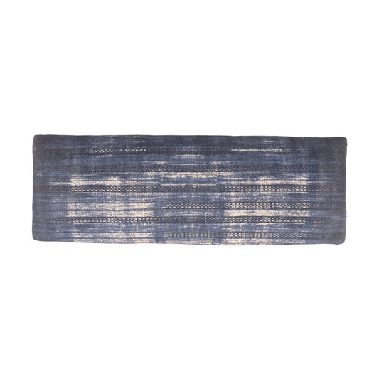 HomeRoots 47 Blue And Cream Abstract Design Blue Leg Upholstered Bench - 47 x 18 x 16