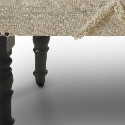 HomeRoots 47 Cream and Black Cotton Upholstered Geometric Bench - 47 x 18 x 16
