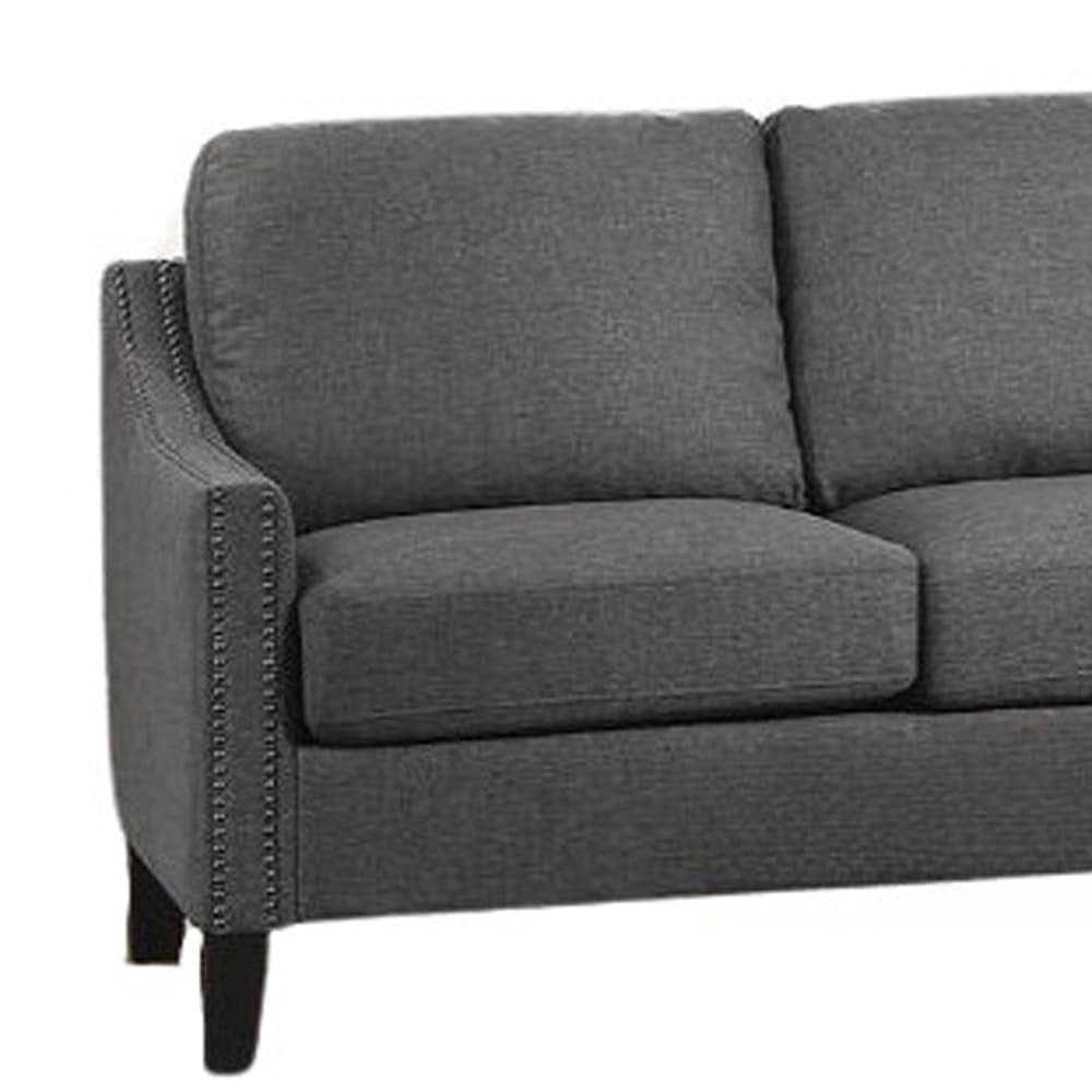 HomeRoots 68 Gray Linen Sofa With Black Legs - 68' X 31' X 36'