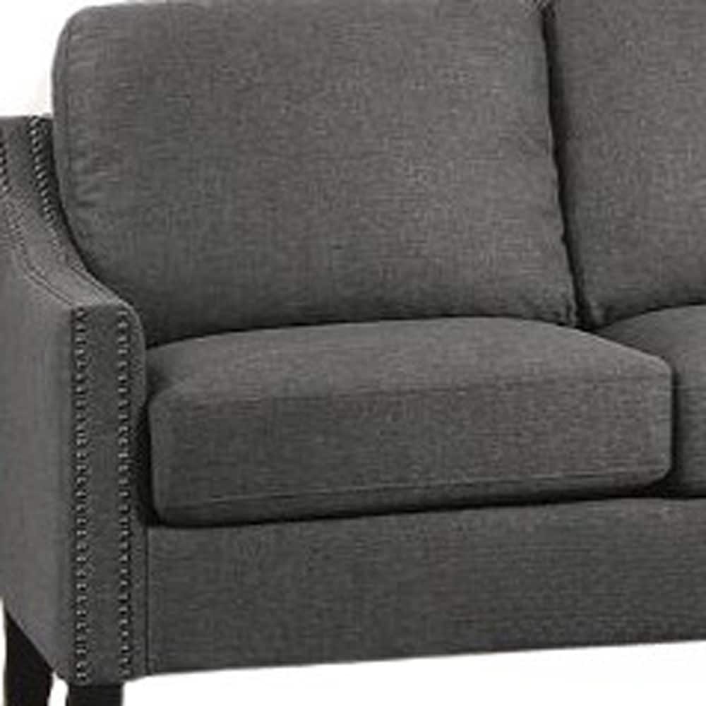 HomeRoots 68 Gray Linen Sofa With Black Legs - 68' X 31' X 36'
