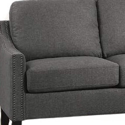 HomeRoots 68 Gray Linen Sofa With Black Legs - 68' X 31' X 36'