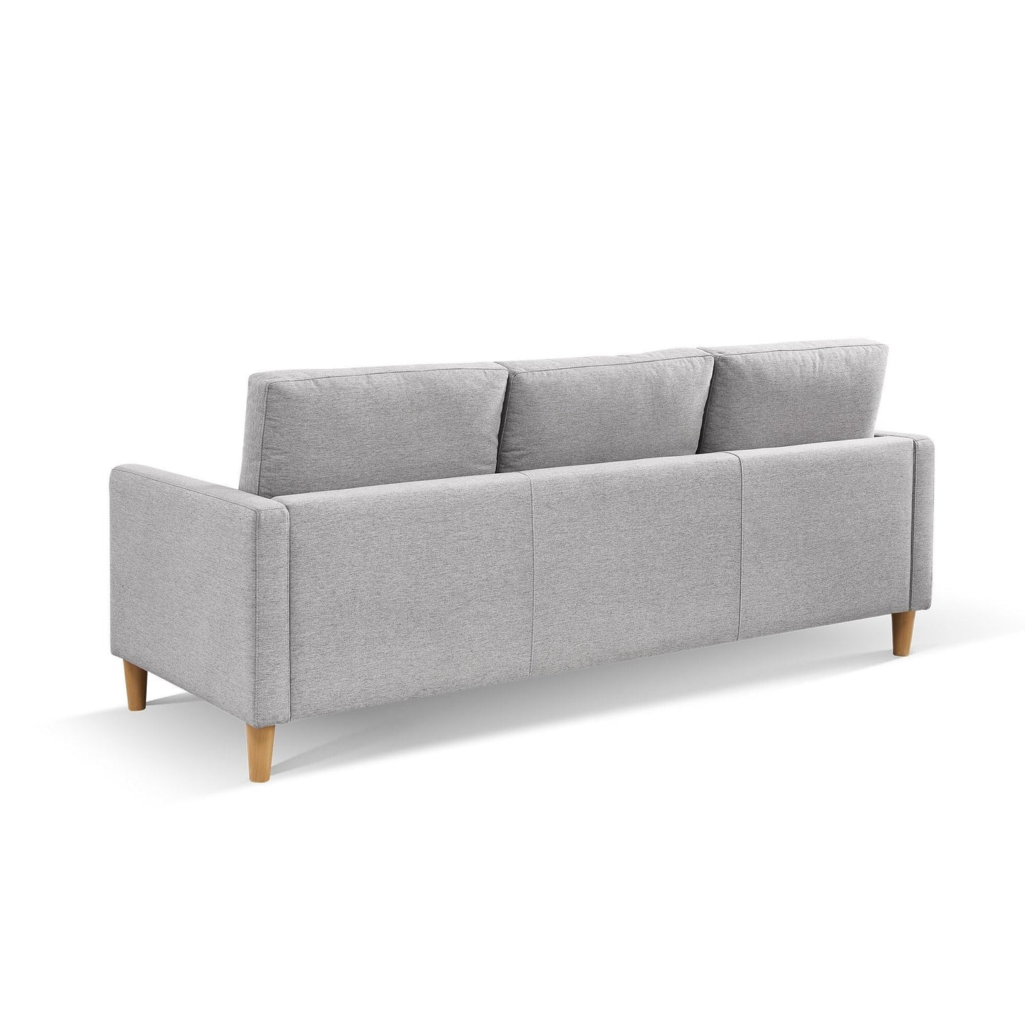 HomeRoots 87 Light Gray Polyester Blend Sofa With Ottoman With Natural Legs - 87