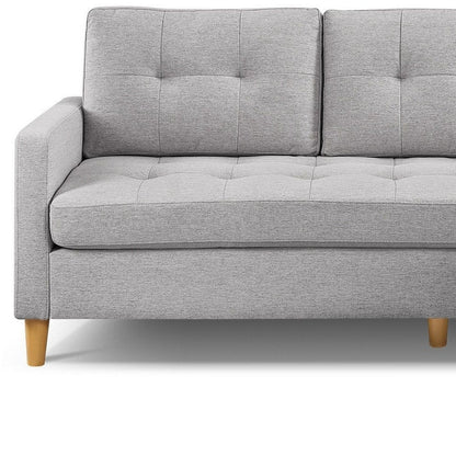 HomeRoots 87 Light Gray Polyester Blend Sofa With Ottoman With Natural Legs - 87