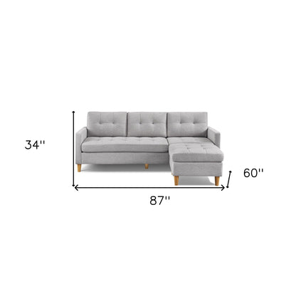 HomeRoots 87 Light Gray Polyester Blend Sofa With Ottoman With Natural Legs - 87