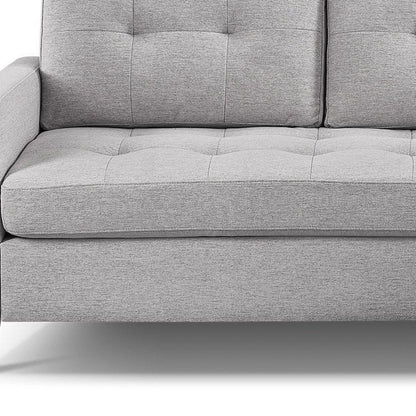 HomeRoots 87 Light Gray Polyester Blend Sofa With Ottoman With Natural Legs - 87