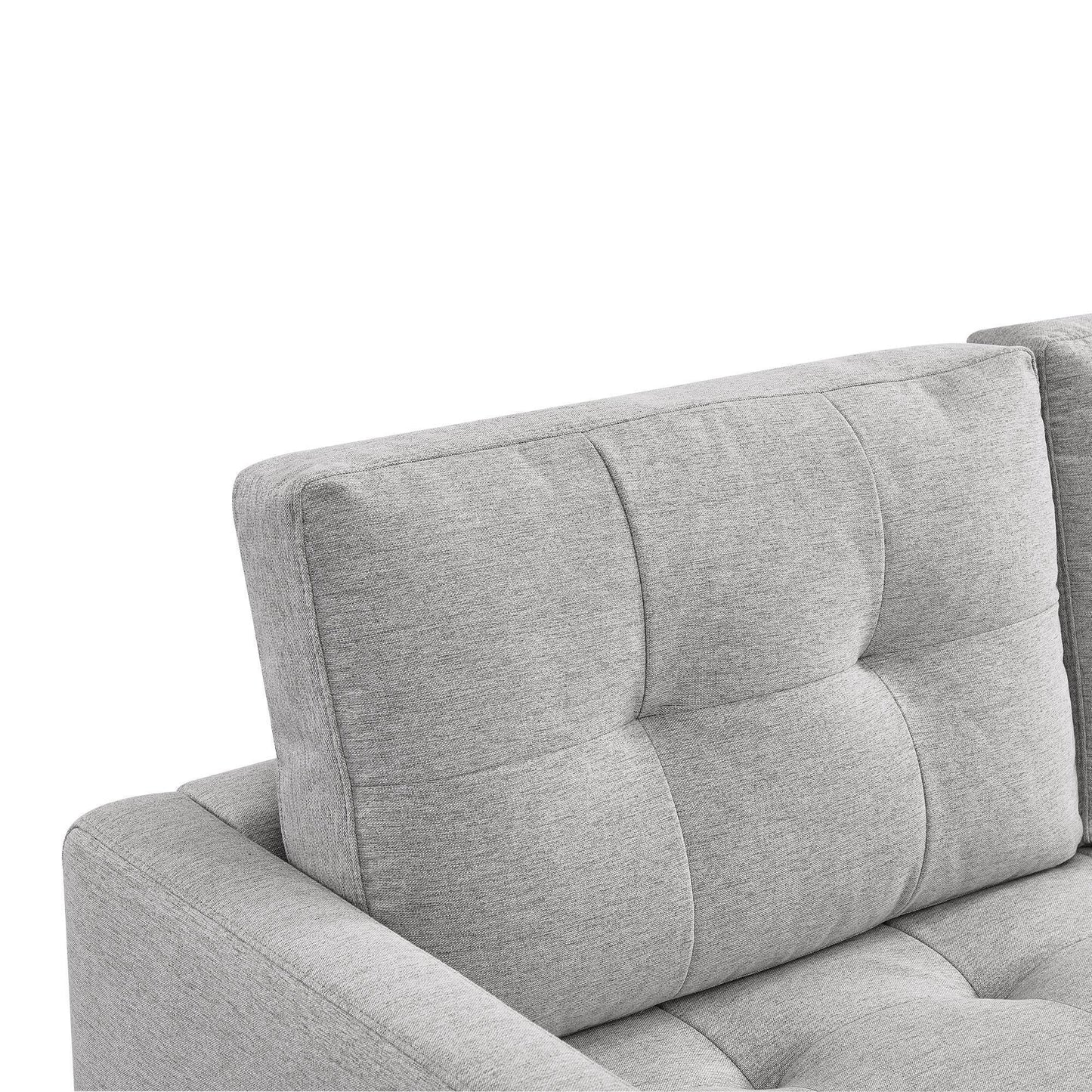 HomeRoots 87 Light Gray Polyester Blend Sofa With Ottoman With Natural Legs - 87