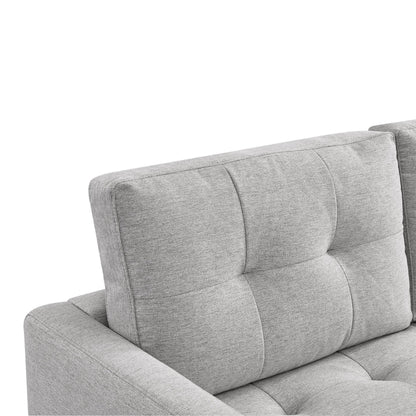 HomeRoots 87 Light Gray Polyester Blend Sofa With Ottoman With Natural Legs - 87