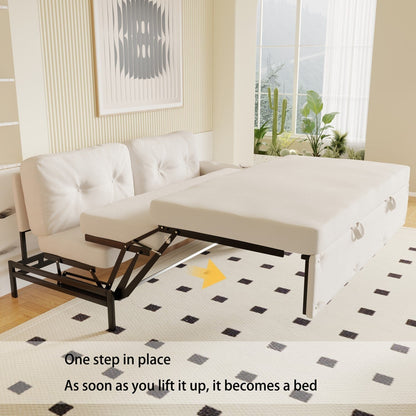 Homylin 66.2 inch Velvet Queen Sleeper Sofa Bed with Storage