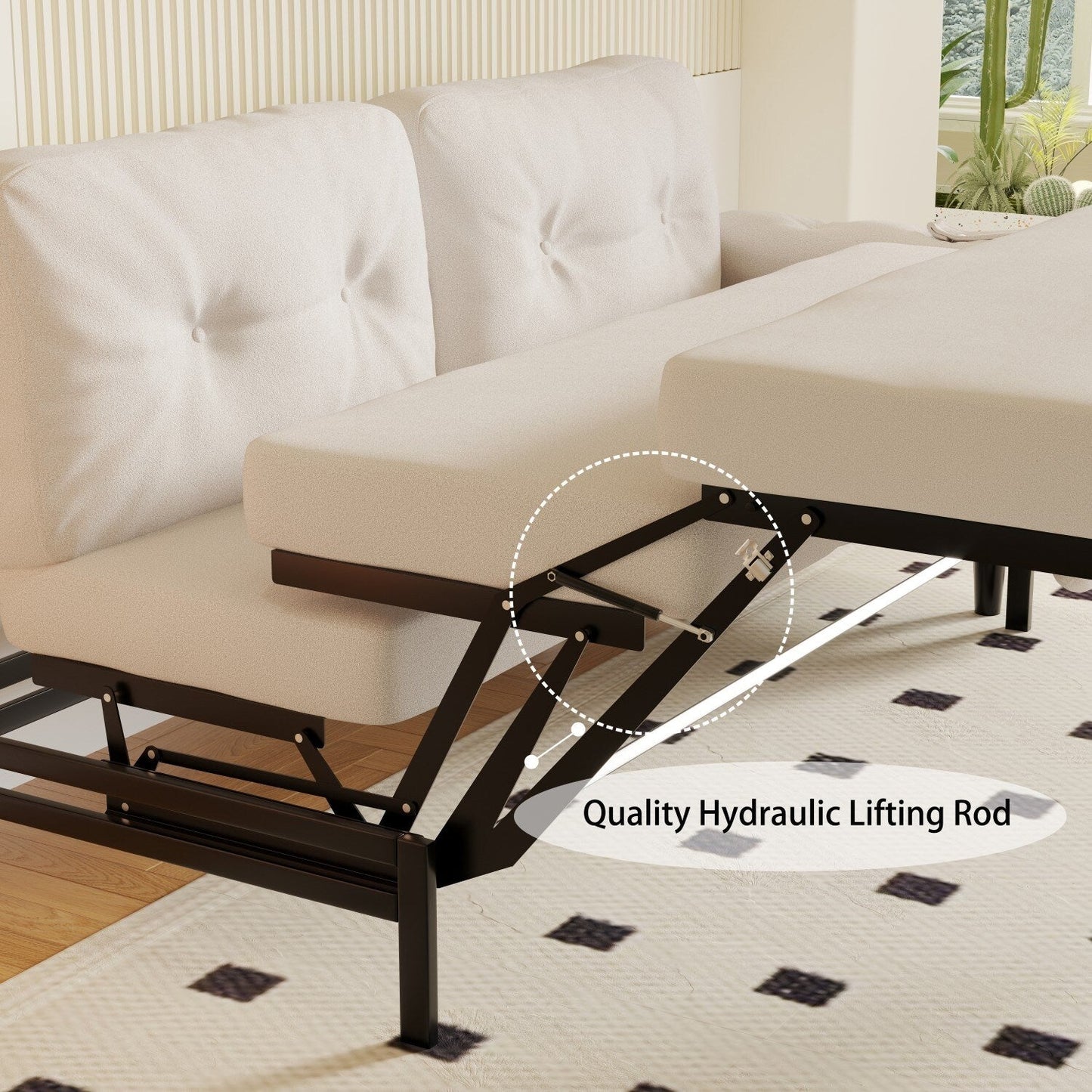 Homylin 66.2 inch Velvet Queen Sleeper Sofa Bed with Storage