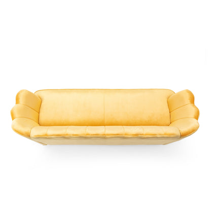 Honey 76.25 Velvet Channel Stitching 3-seater Sofa with Metal Legs for Living Room