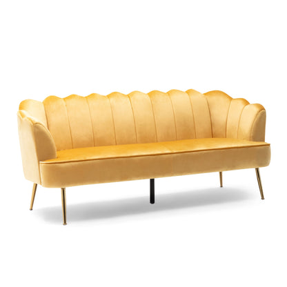 Honey 76.25 Velvet Channel Stitching 3-seater Sofa with Metal Legs for Living Room