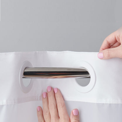 Hookless Waffle 3-in-1 Shower Curtain with Sheer Top Window, Flex-on Rings & Fabric Liner