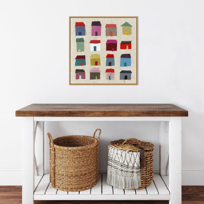 Houses by Jenny Frean Framed Canvas Wall Art Print - Sylvie Maple