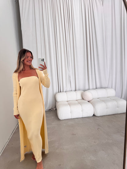 Lina Two Piece Dress Set in Butter Yellow - Bump Friendly