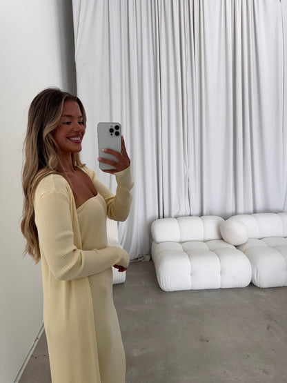 Lina Two Piece Dress Set in Butter Yellow - Bump Friendly