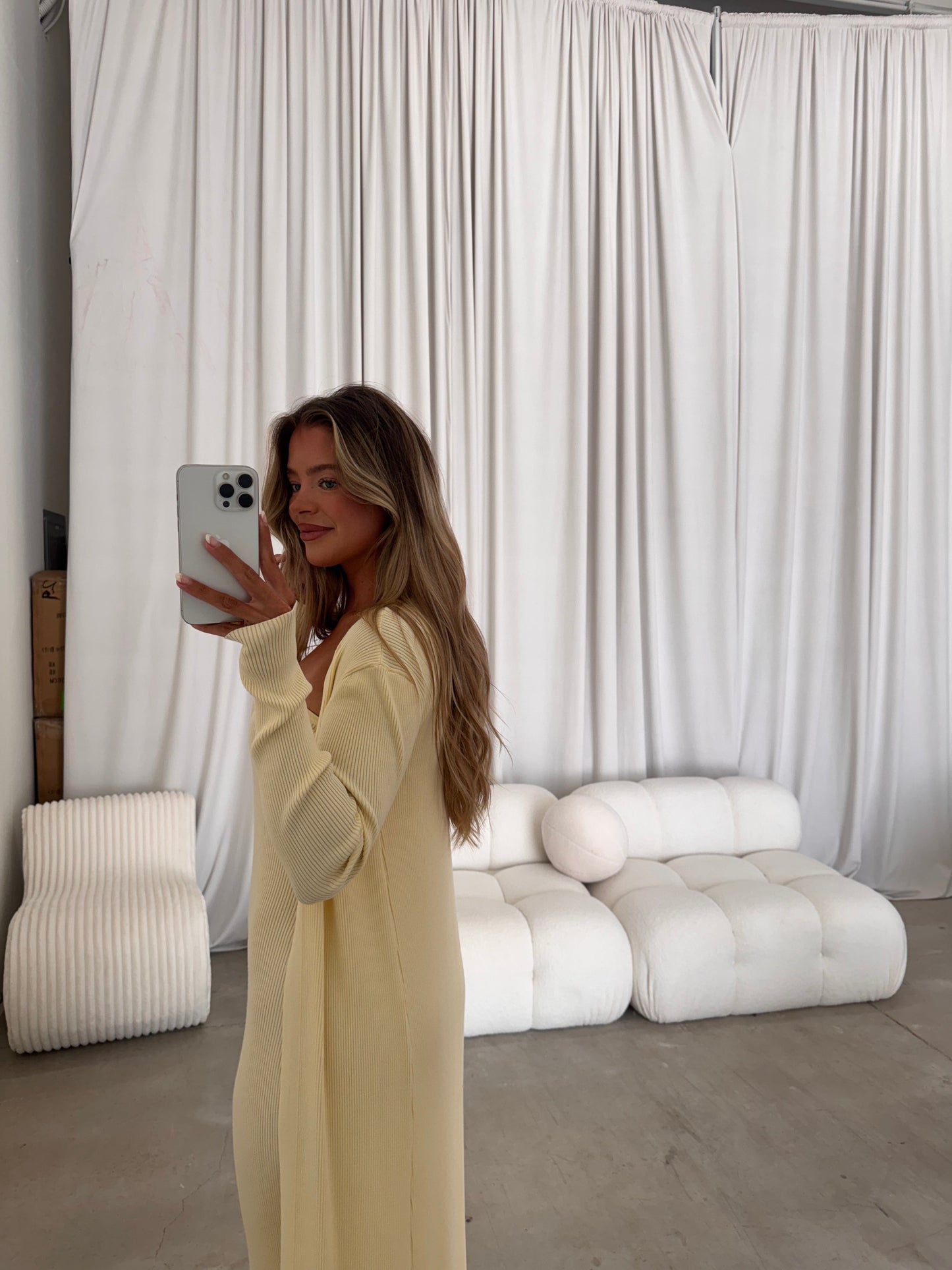 Lina Two Piece Dress Set in Butter Yellow - Bump Friendly