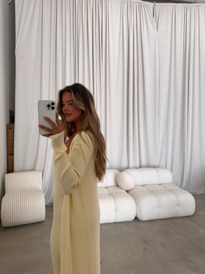 Lina Two Piece Dress Set in Butter Yellow - Bump Friendly