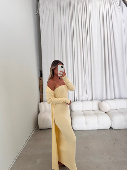 Lina Two Piece Dress Set in Butter Yellow - Bump Friendly