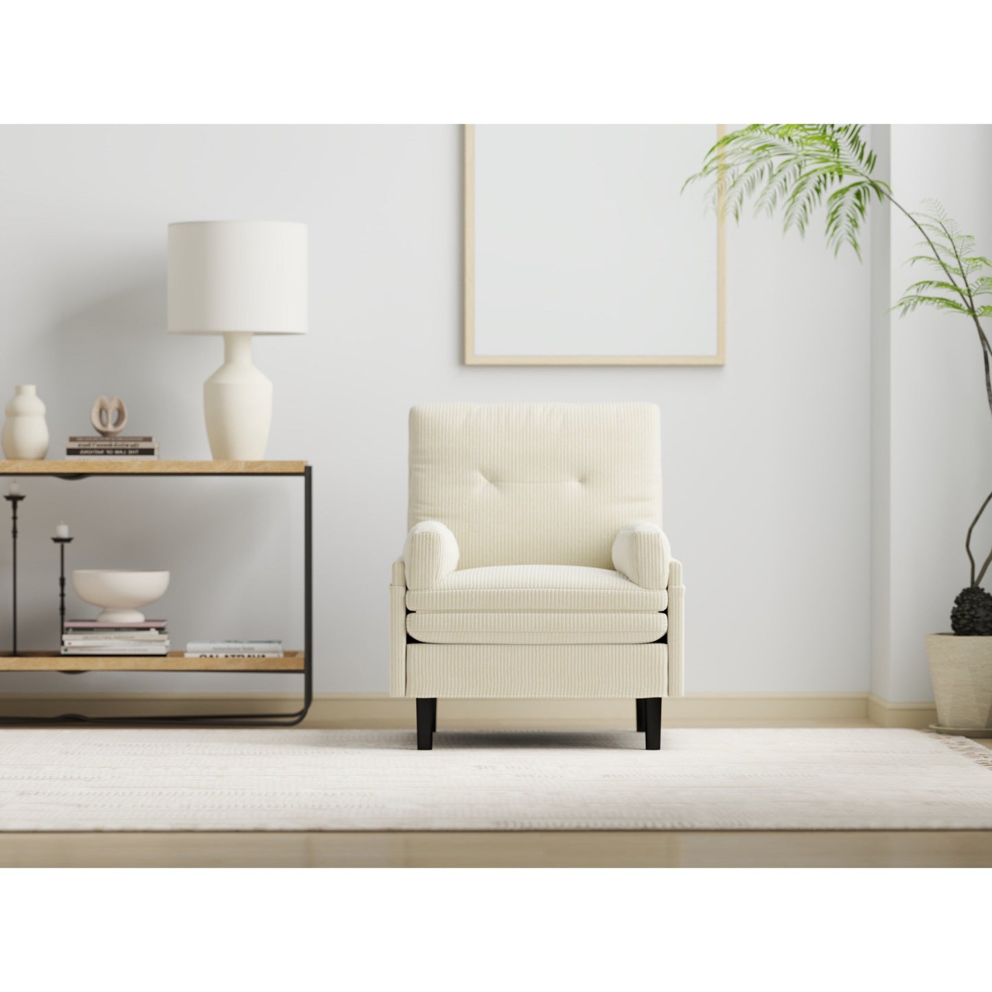 Ivory Corduroy Adjustable Single Sofa and Guest Bed