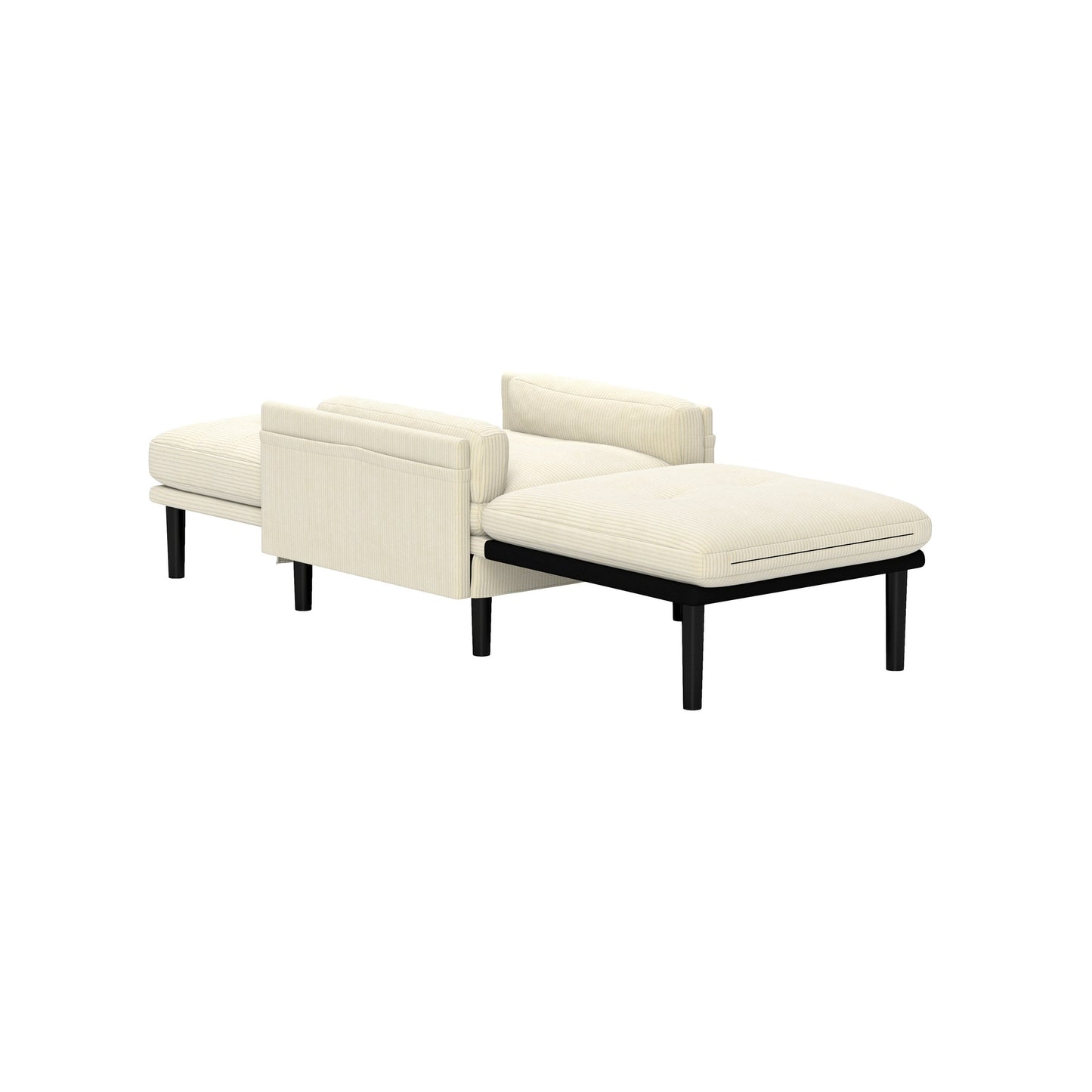 Ivory Corduroy Adjustable Single Sofa and Guest Bed