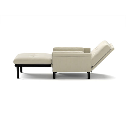 Ivory Corduroy Adjustable Single Sofa and Guest Bed