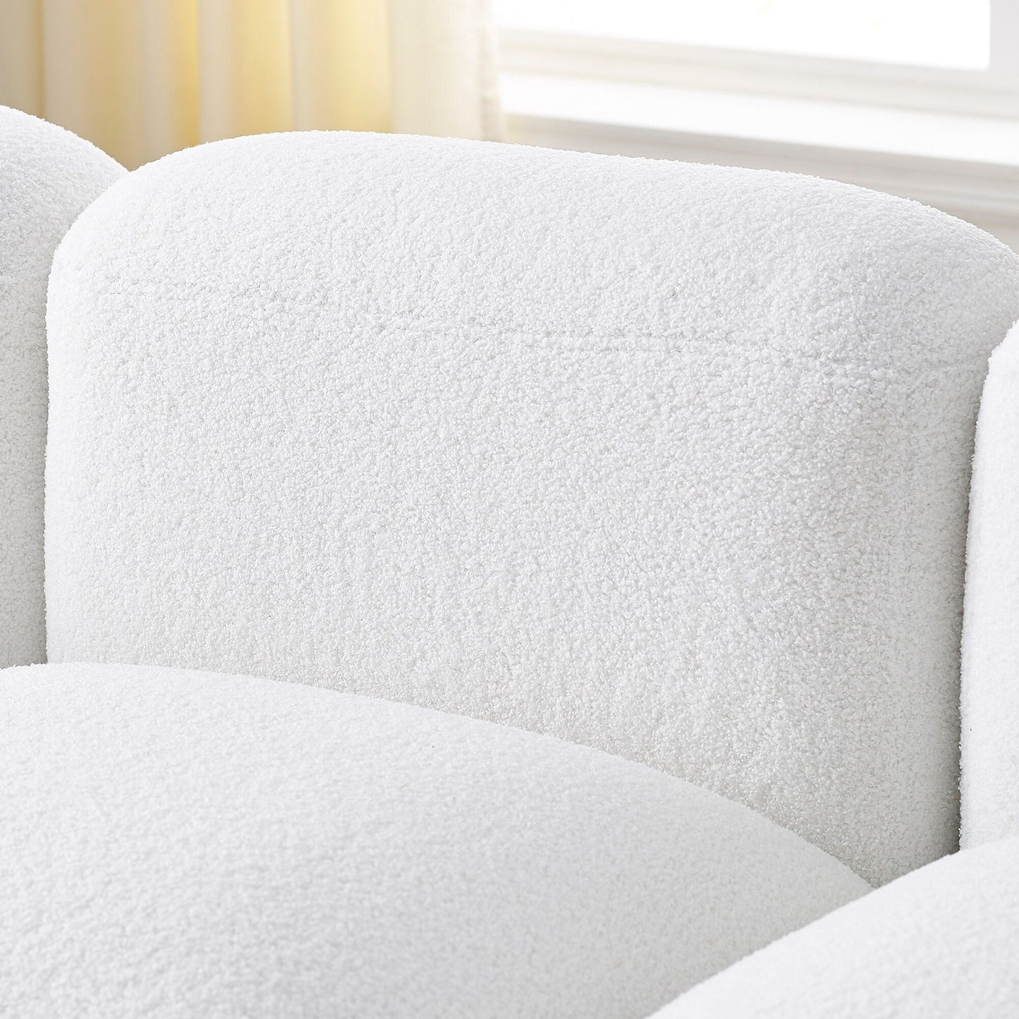 Ivory Polyester Loveseat Modular Sofa with Solid Wood Frame and Plastic Black Legs for Living Room